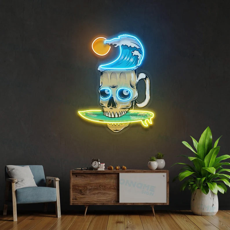 Skull Beach summer Neon Sign