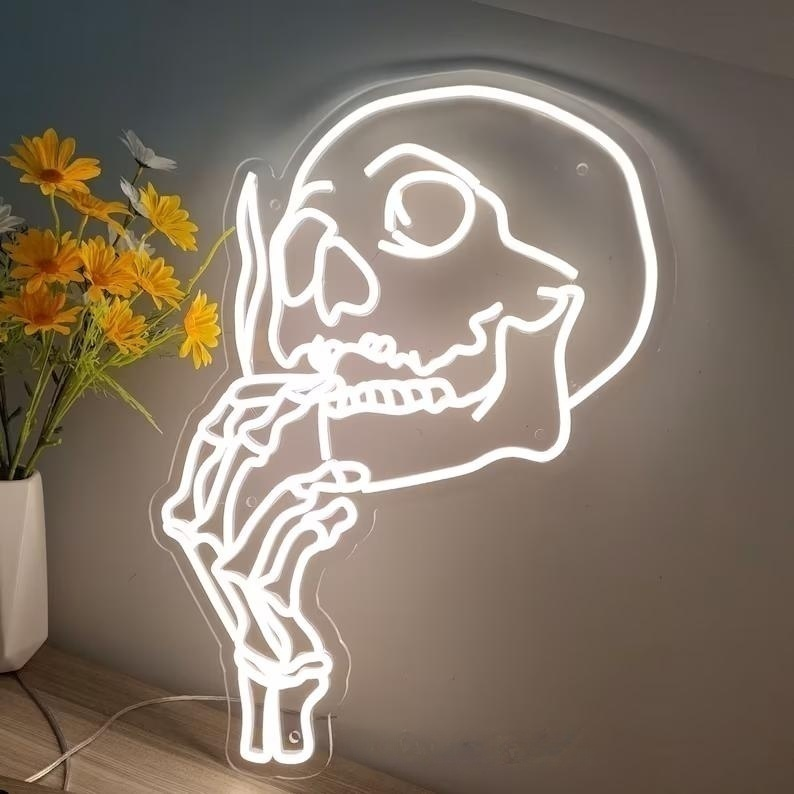 Smoking Skull Head Neon Sign