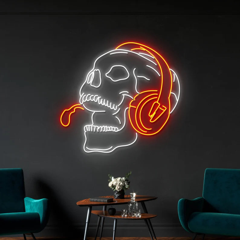 Headphones Skull Led Neon Sign