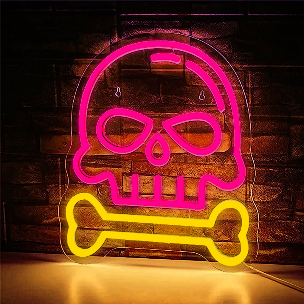 Skull and Bone Neon Sign