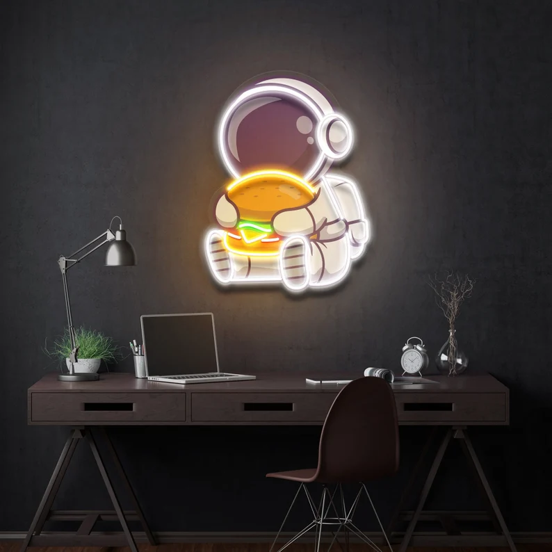 Burger Astronaut Neon Sign
