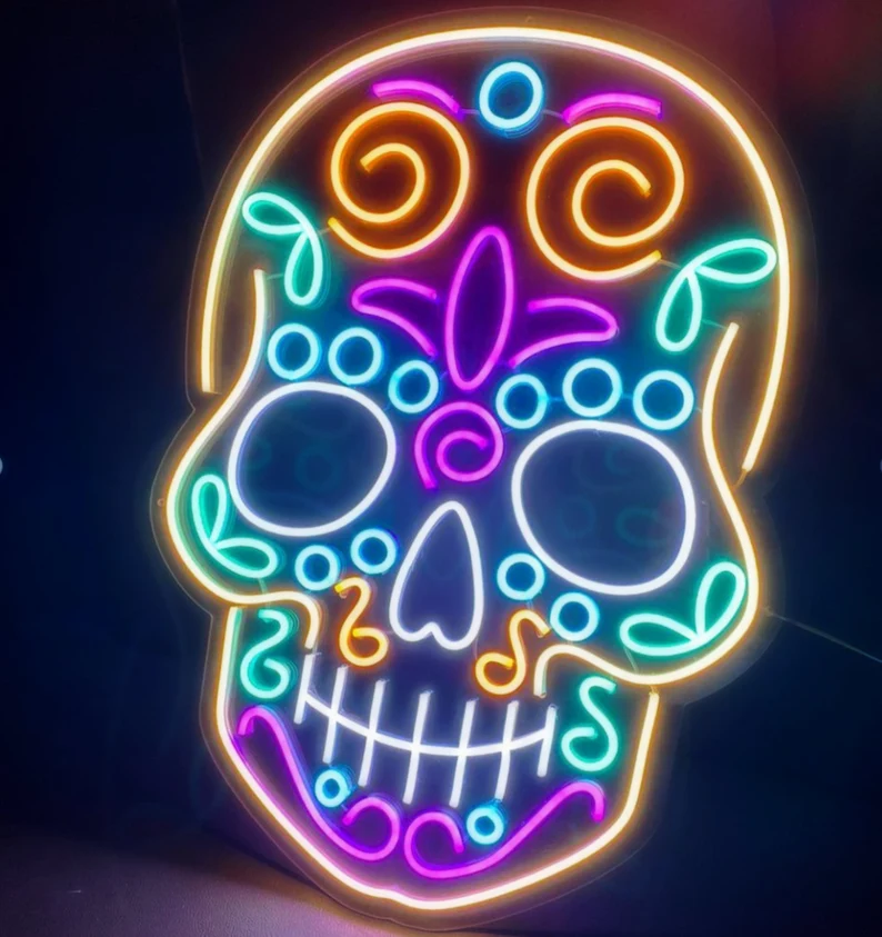 Colorful Skull Neon Sign
