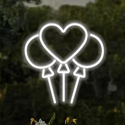 Heart Balloons Neon Sign Light
