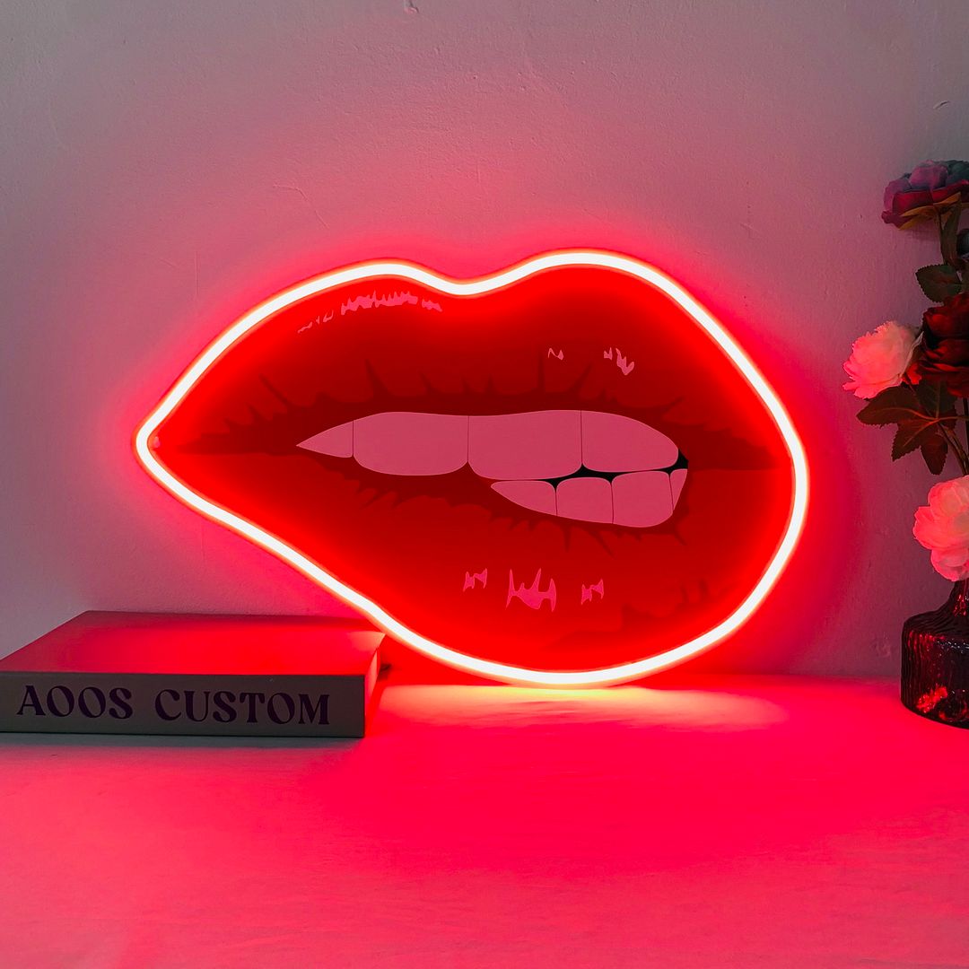 Biting Lips Neon Sign