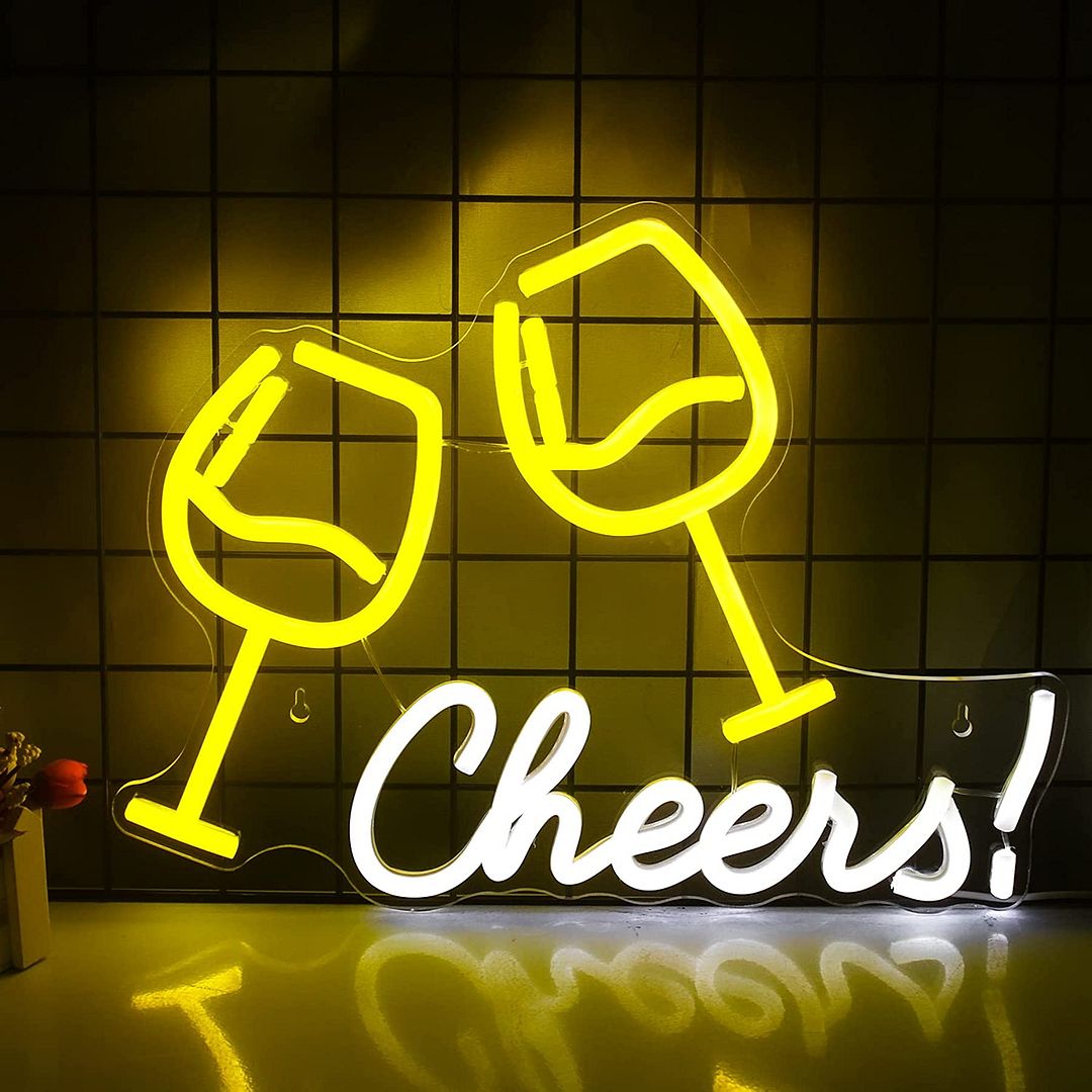 Cheers Wine Glasses Neon Sign