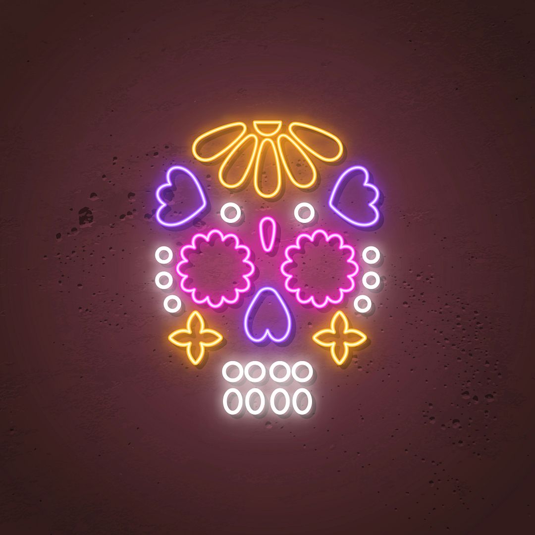 ColoViolet Skull Neon Sign