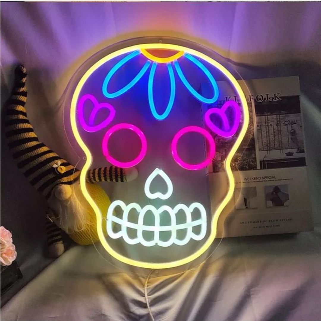 Day of The Dead Skull Neon Sign