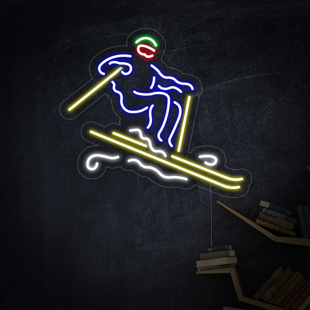 Downhill Skier Neon Sign