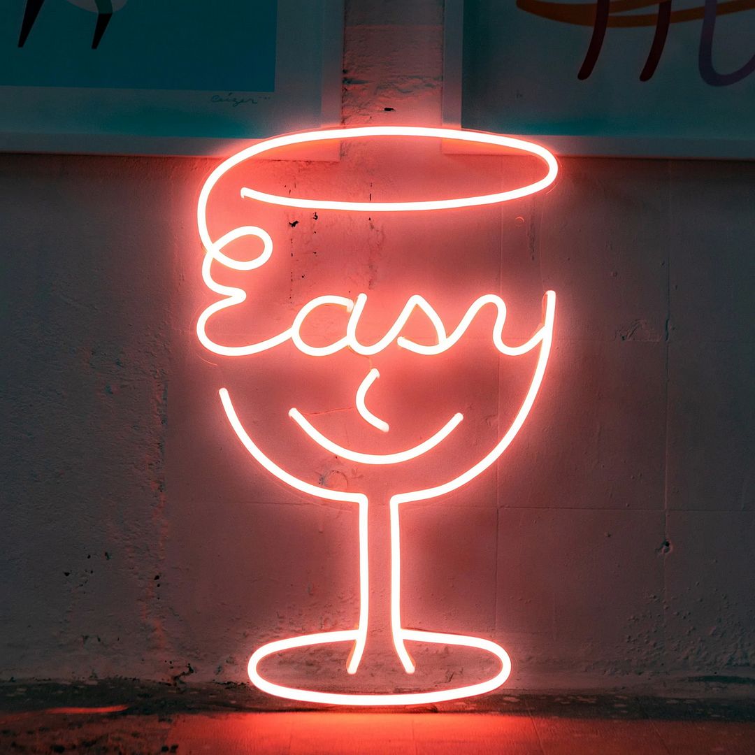 Easy Wine Glass Bar Neon Sign