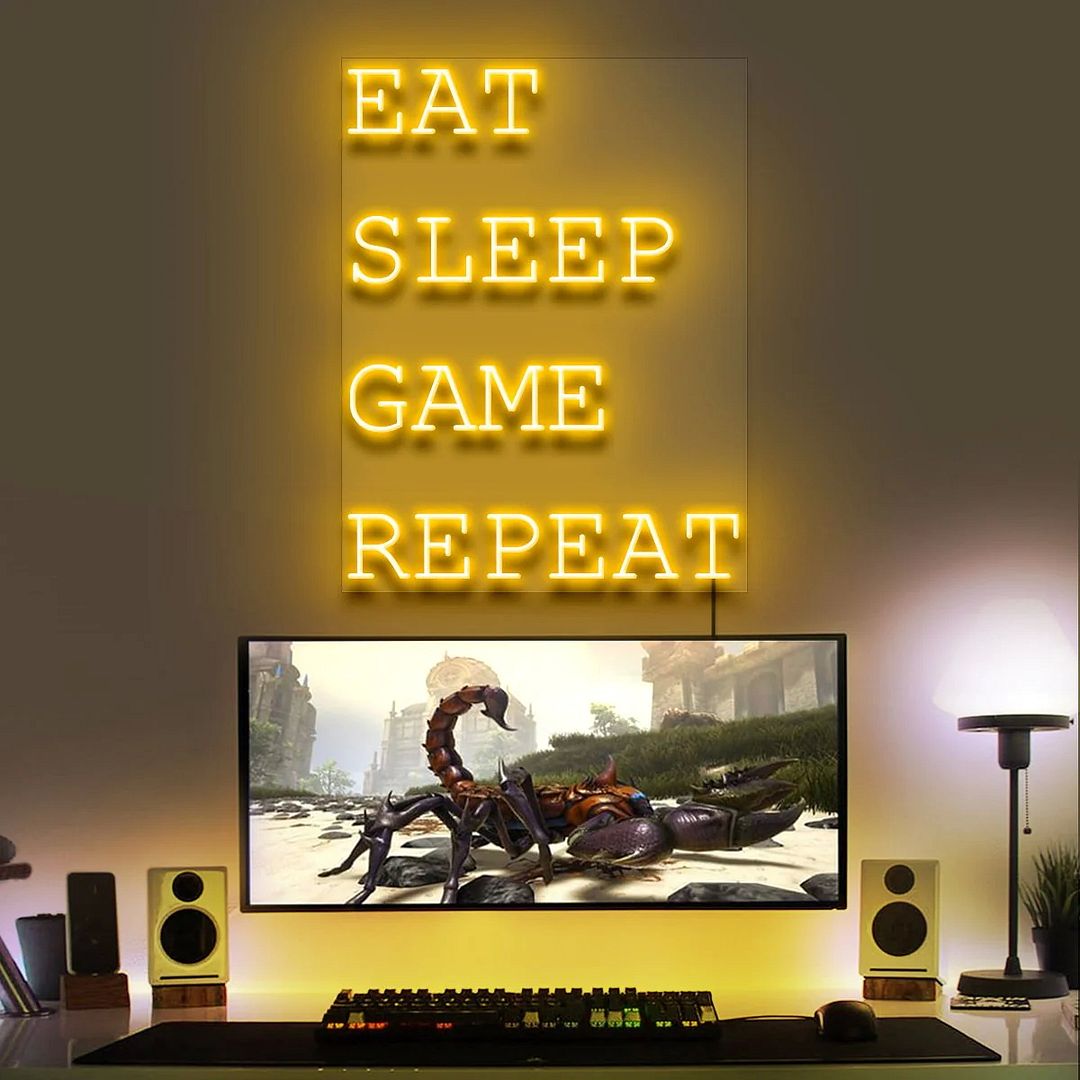 Eat Sleep Game Repeat Gaming Neon Sign