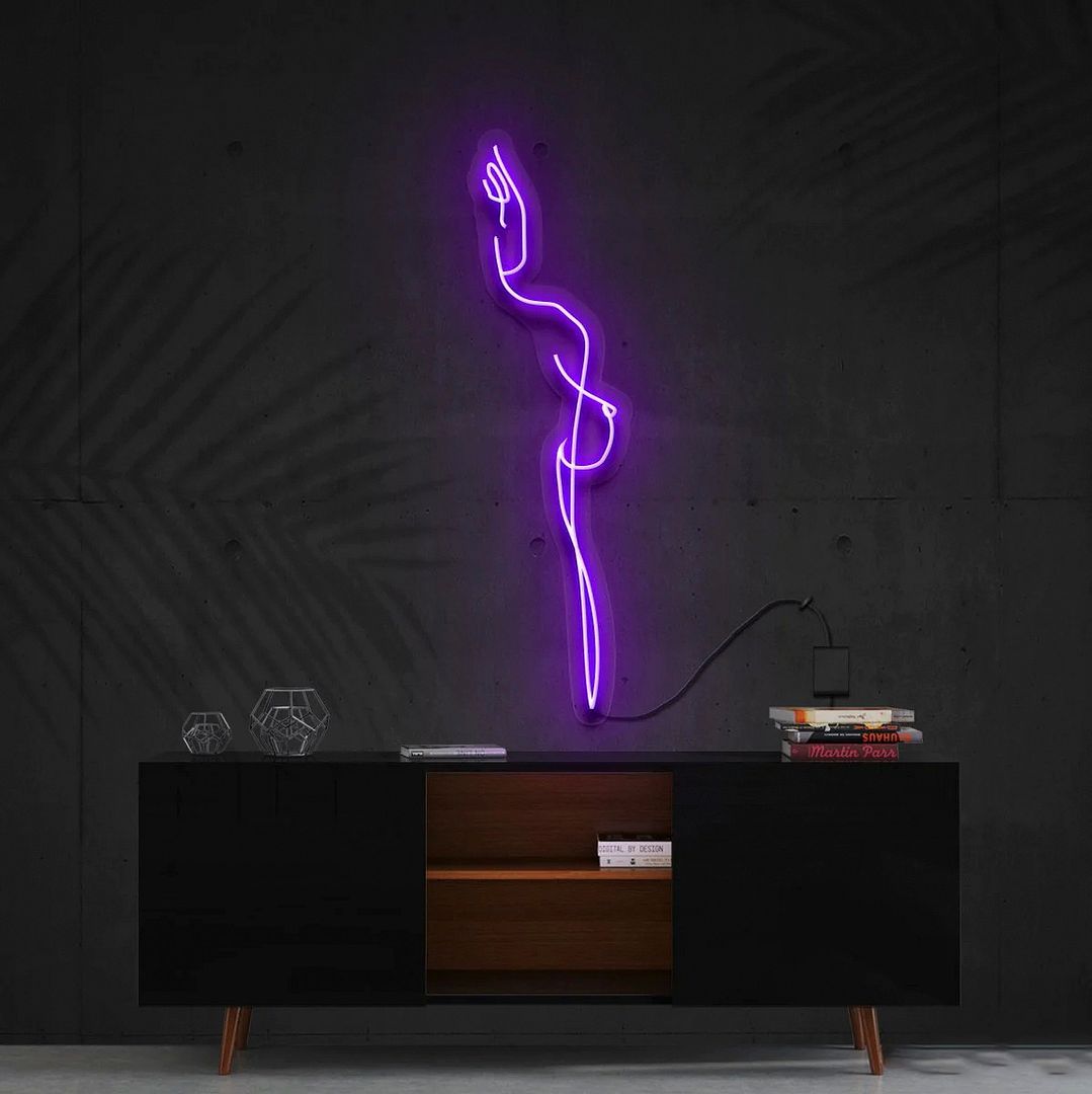 Exposed Woman Body Line Art Neon Sign