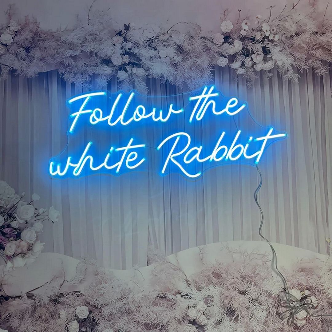 Follow The White Rabbit Neon Sign