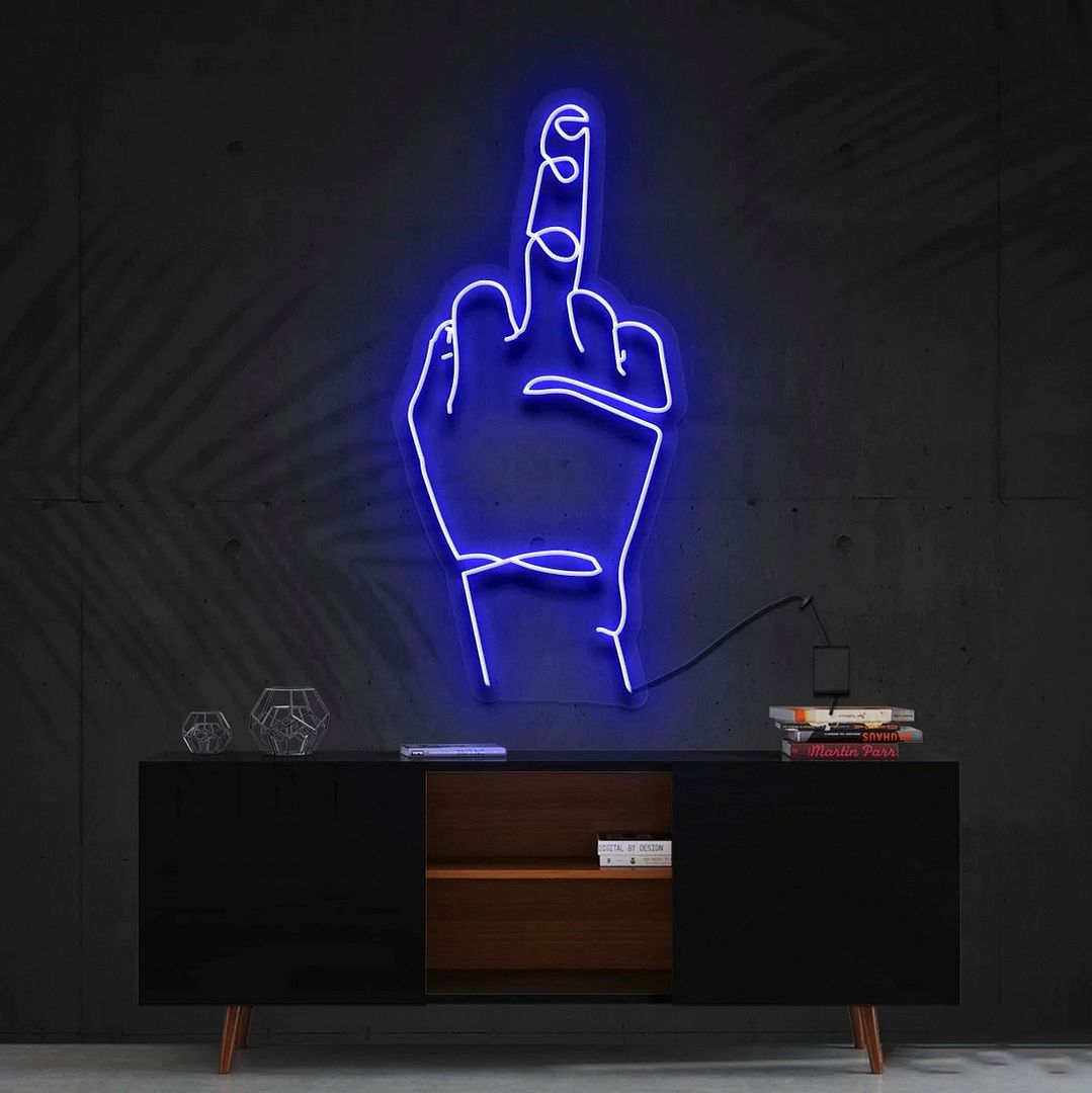 Go Fuck Yourself Middle Finger Gesture Neon Sign