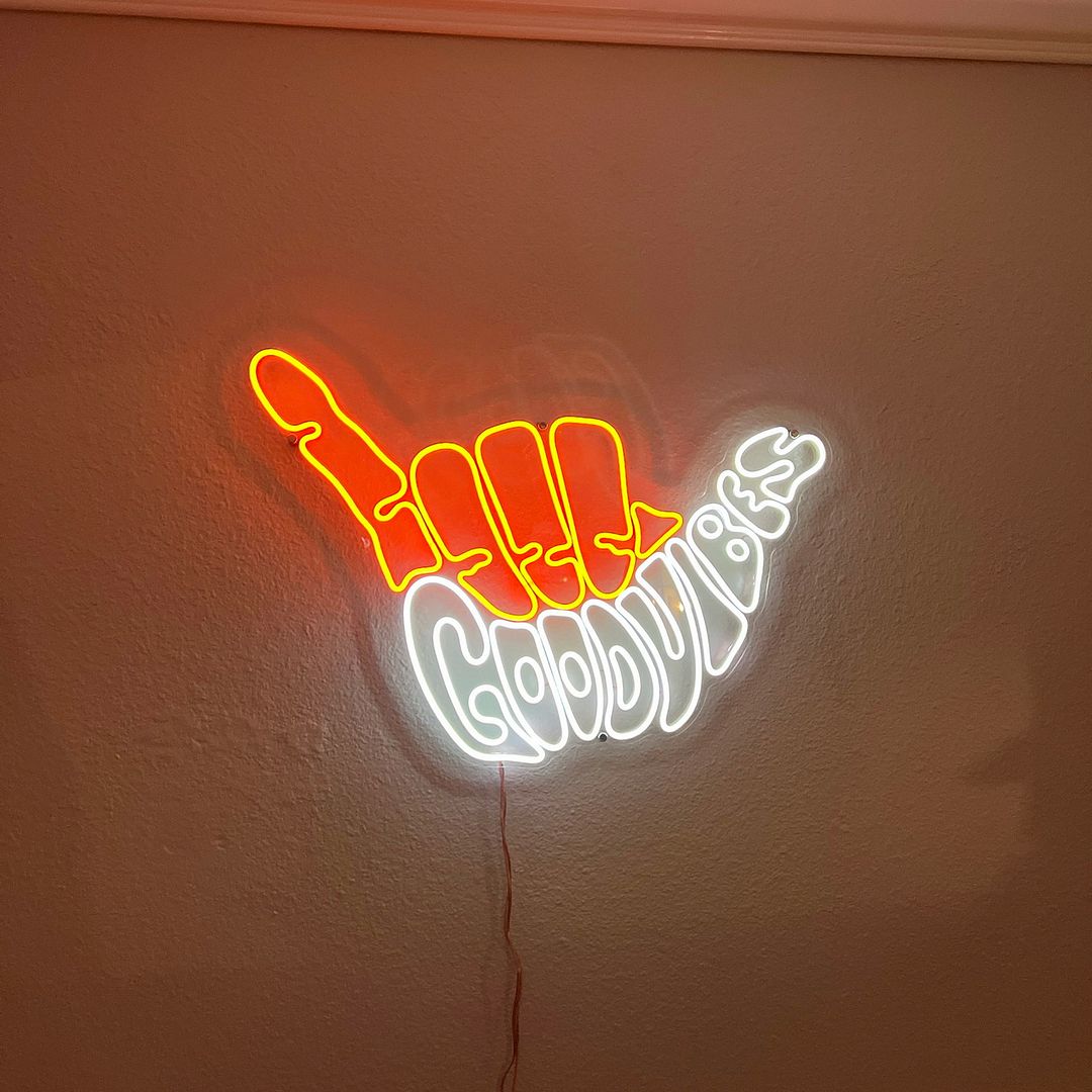 Good Vibes Shaka Neon Sign