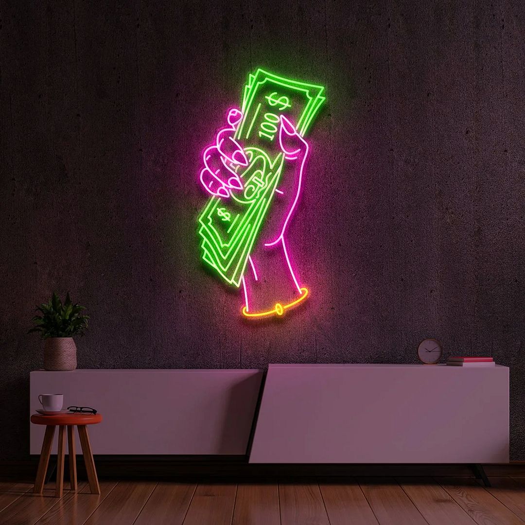 Hand Of Greed Neon Sign
