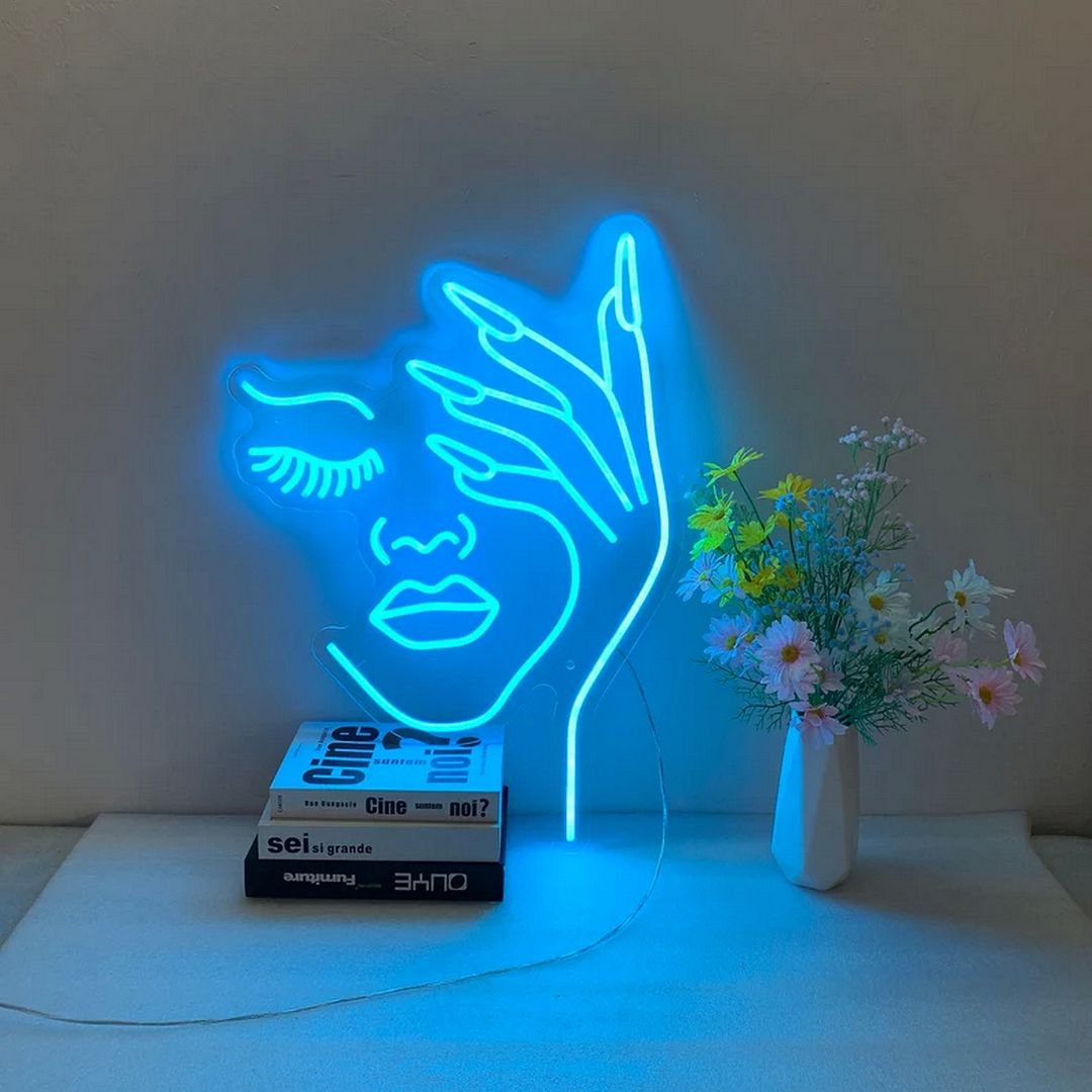 Hand Over Face Neon Sign