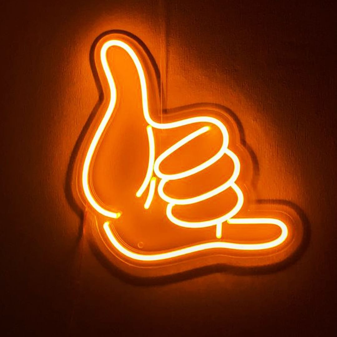 Hang Loose Hand Gesture Neon Sign