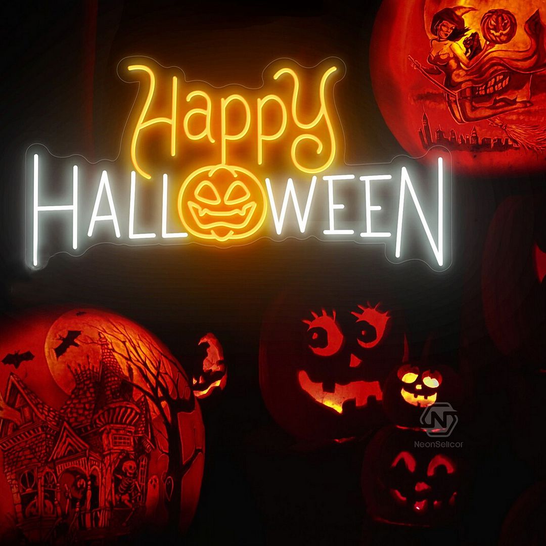 Happy Halloween Pumpkin Neon Sign