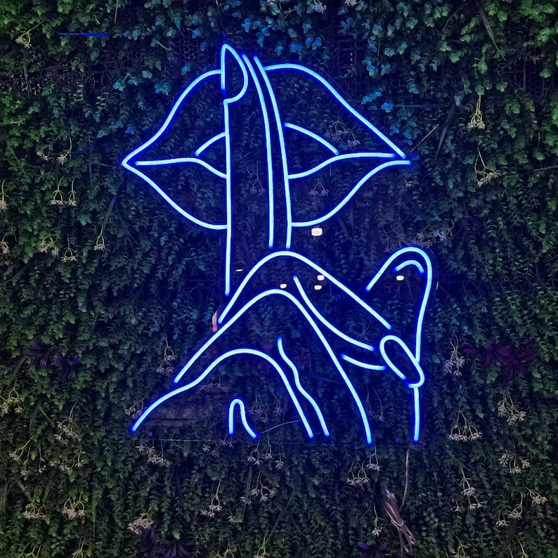 Lips And Finger Shh Neon Sign