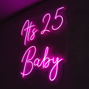 25th Birthday Neon Sign Pink Color - By LightUpWorlds