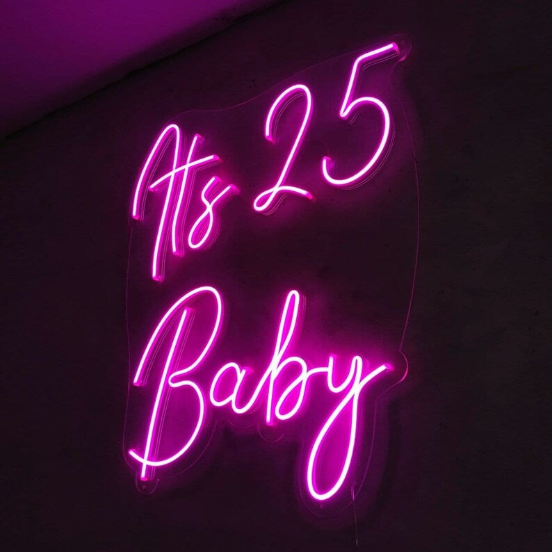 25th Birthday Neon Sign Pink Color - By LightUpWorlds