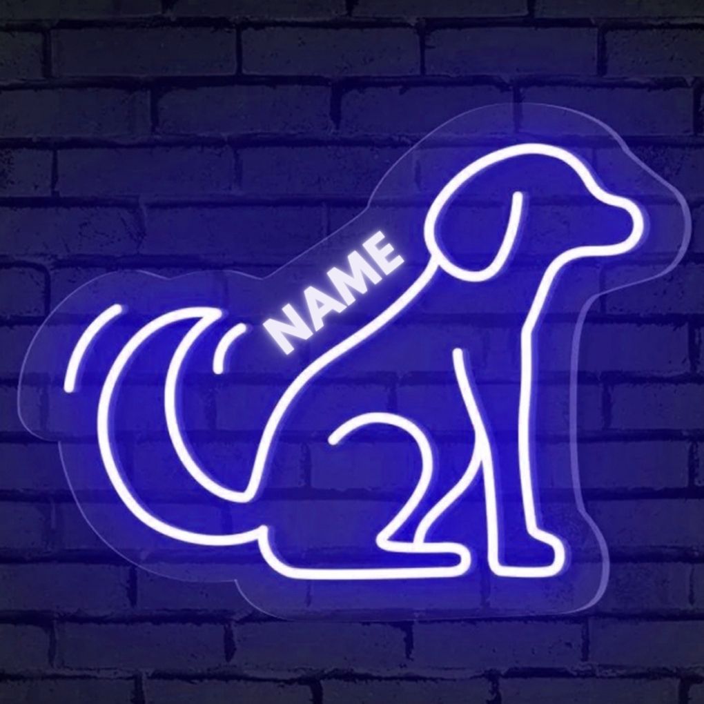 Neon Dog & Name Personalized Neon Sign