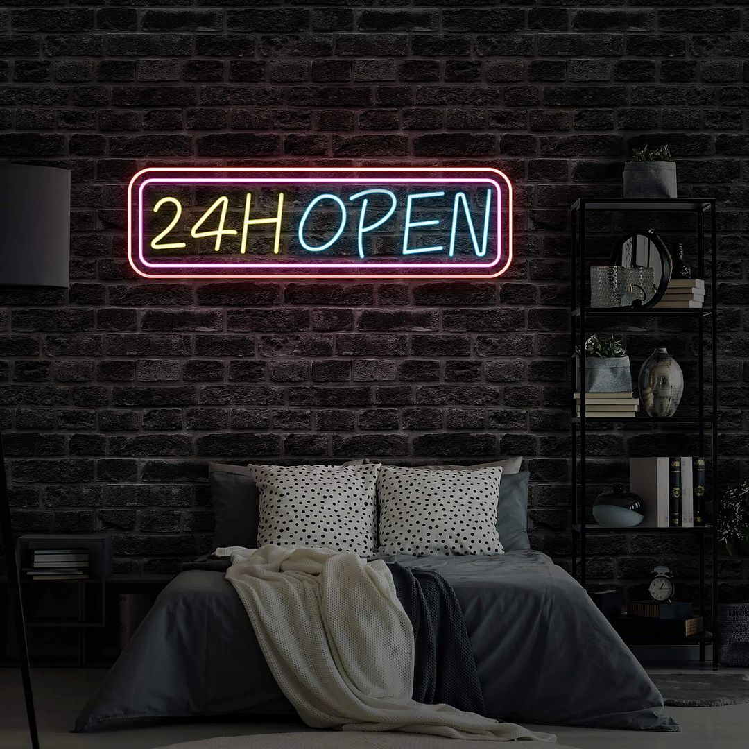 24h Open Business Neon Sign