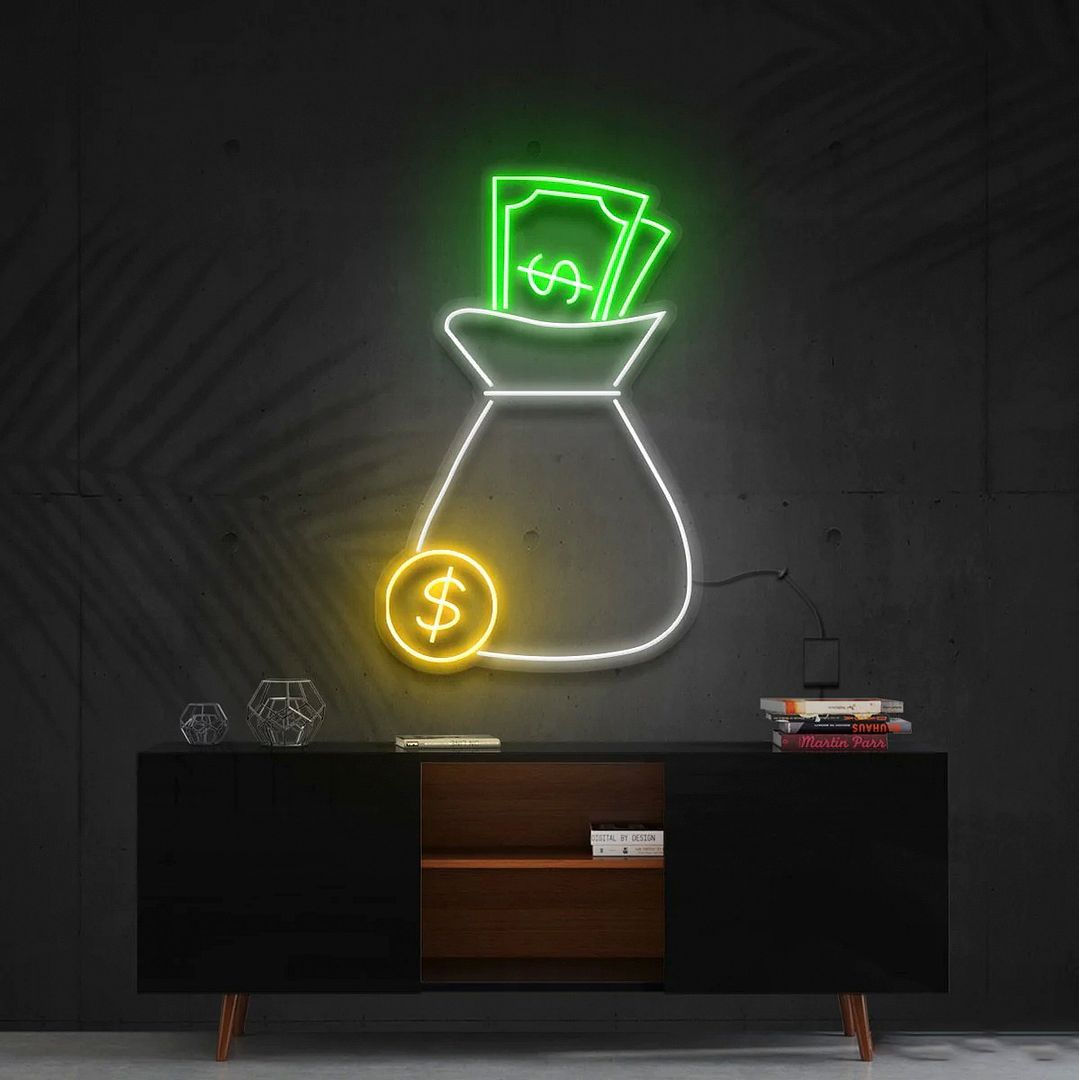 Cash Bag Neon Sign