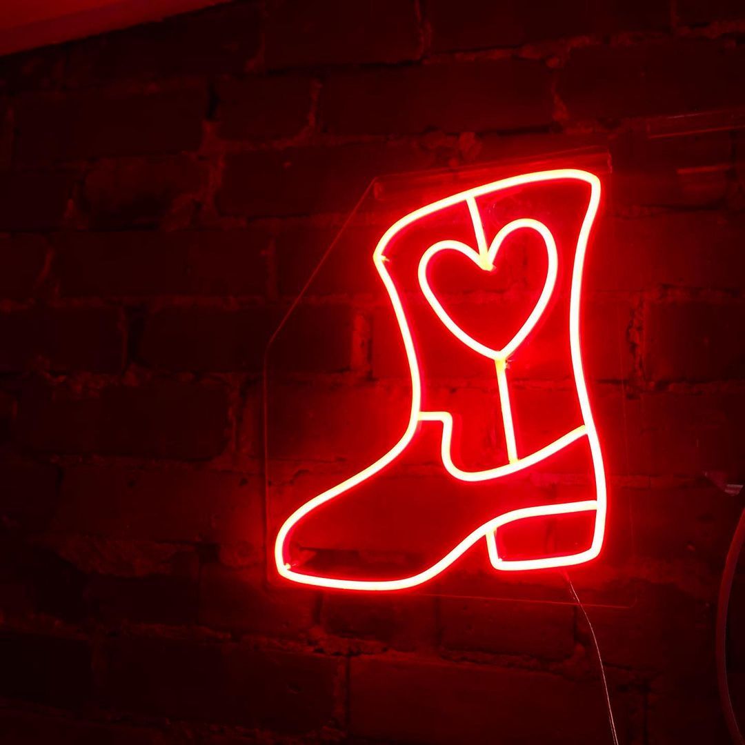 Cowgirl Boot Heart Neon Sign