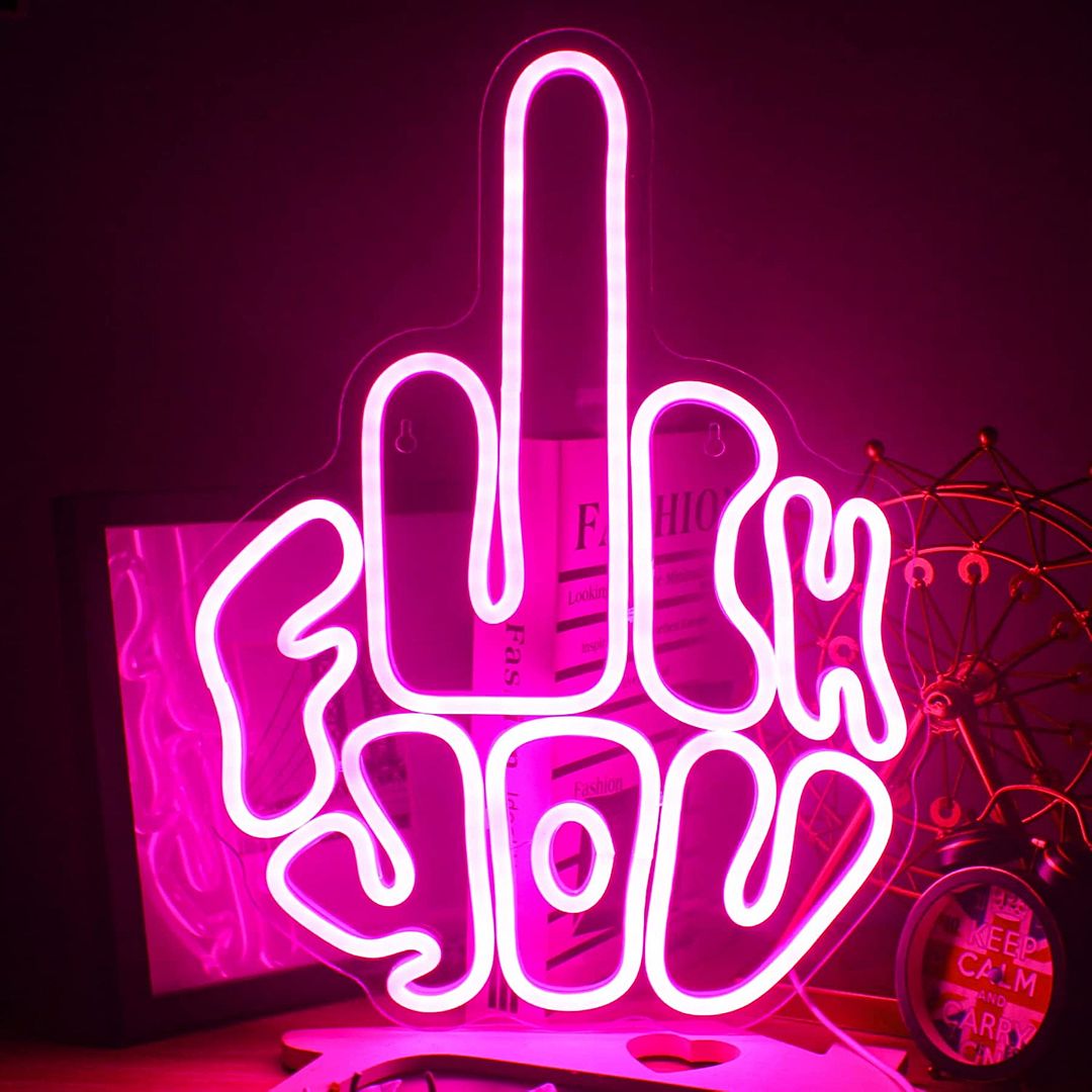Fuck You Gesture Neon Sign
