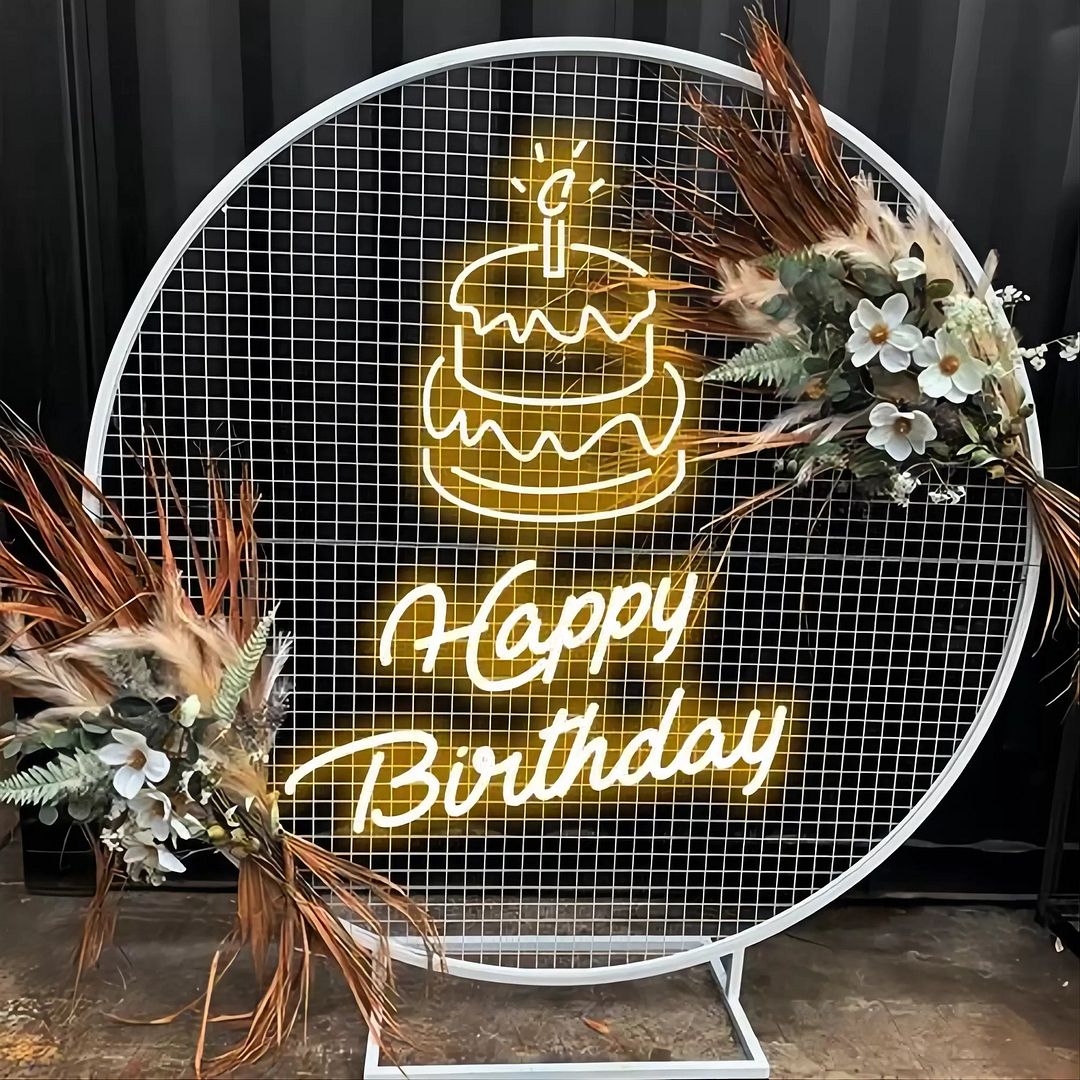 Happy Birthday Cake Neon Sign