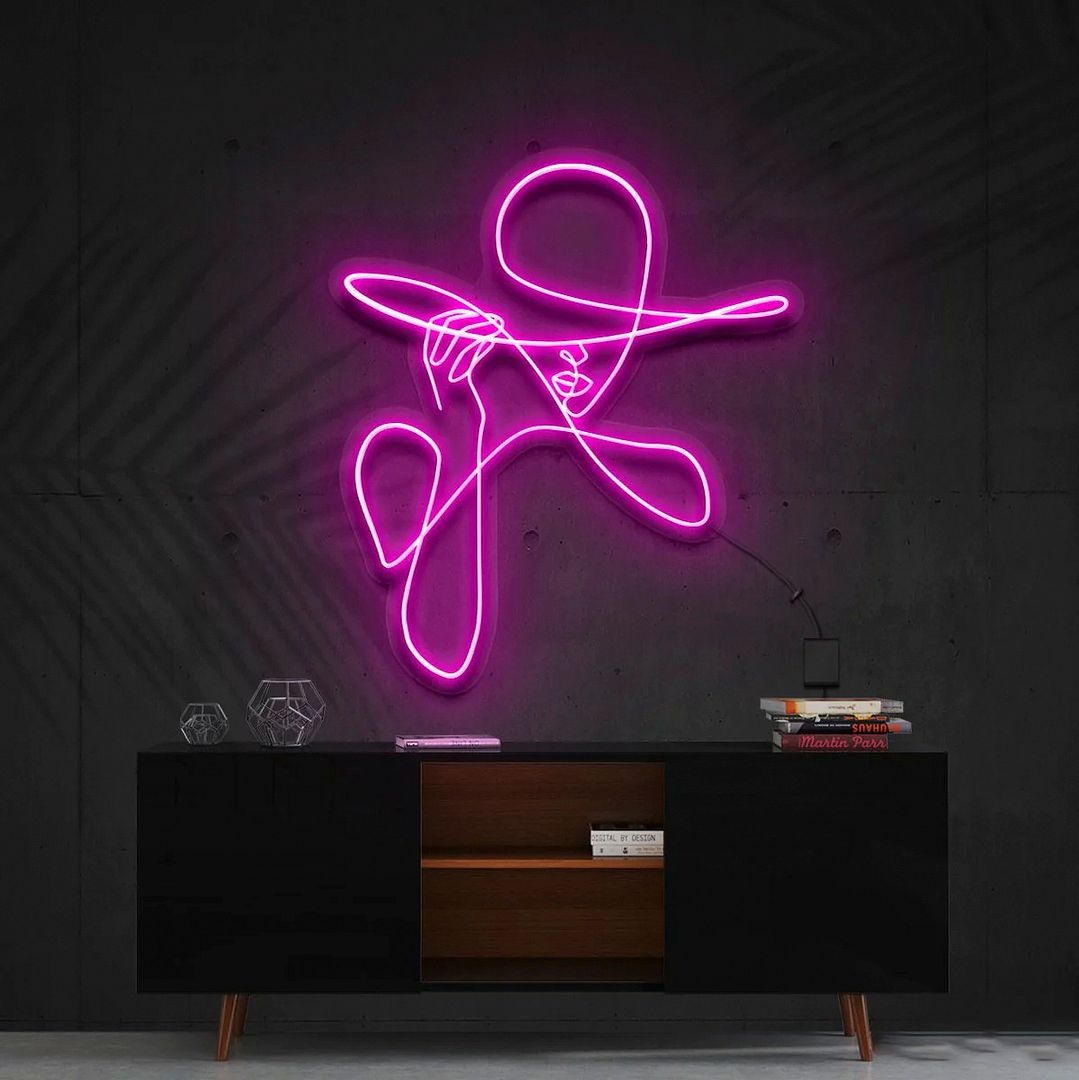 Haute Couture Woman Line Art Neon Sign