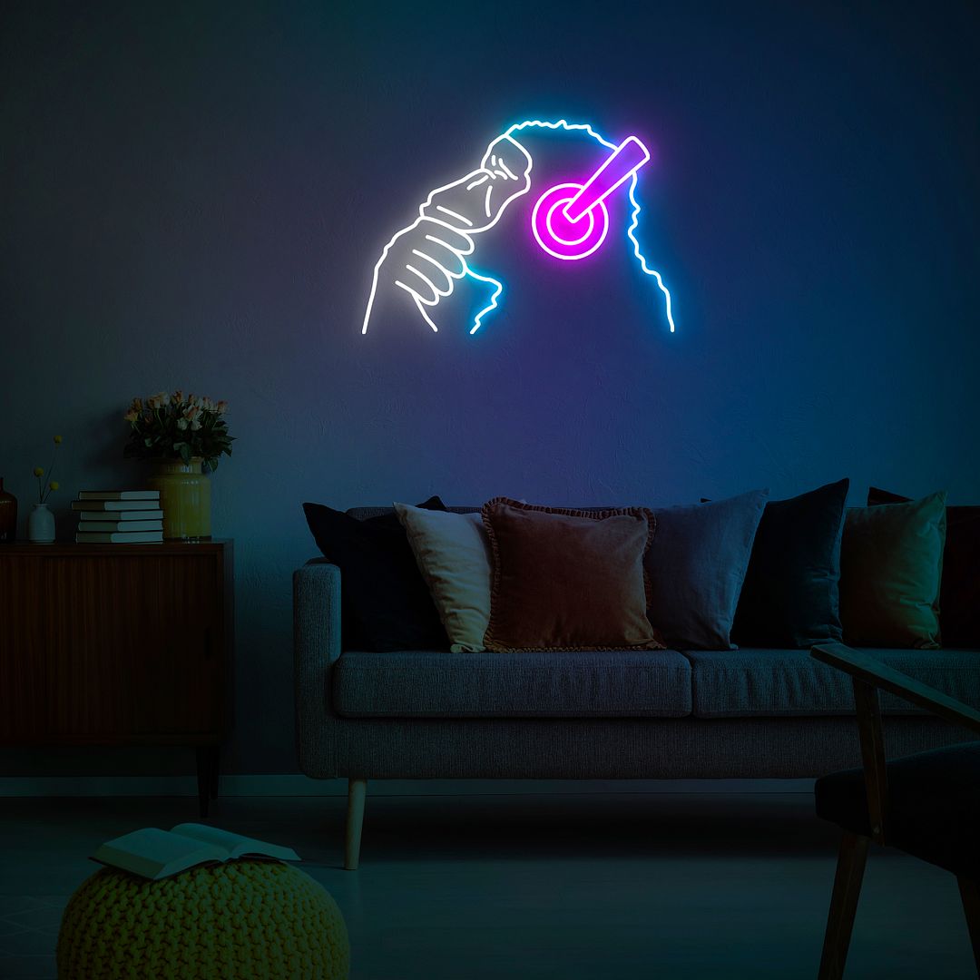 Banksy Monkey with Headphones Neon Sign